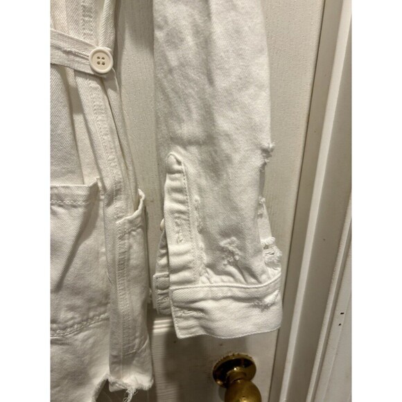 Pistola Freda White Denim Long Sleeve Button Front Romper Women’s Sz Small - Picture 8 of 10